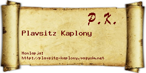 Plavsitz Kaplony névjegykártya